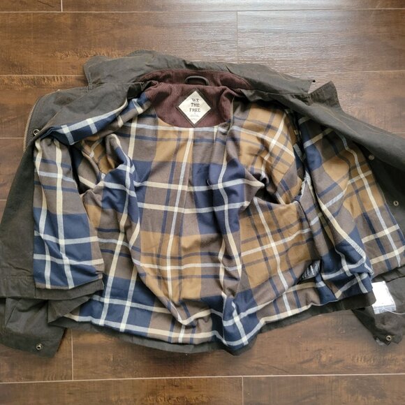 Free People Bib Swing Wax Chore Jacket Womens M Brown Barn Coat Farm Rustic - Picture 5 of 9